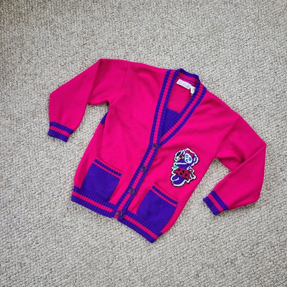 80s sweater,  vintage cardigan,  crewel embroidery,  panda, medium, 38